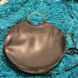 Express Black and Gold Round Shoulder Bag